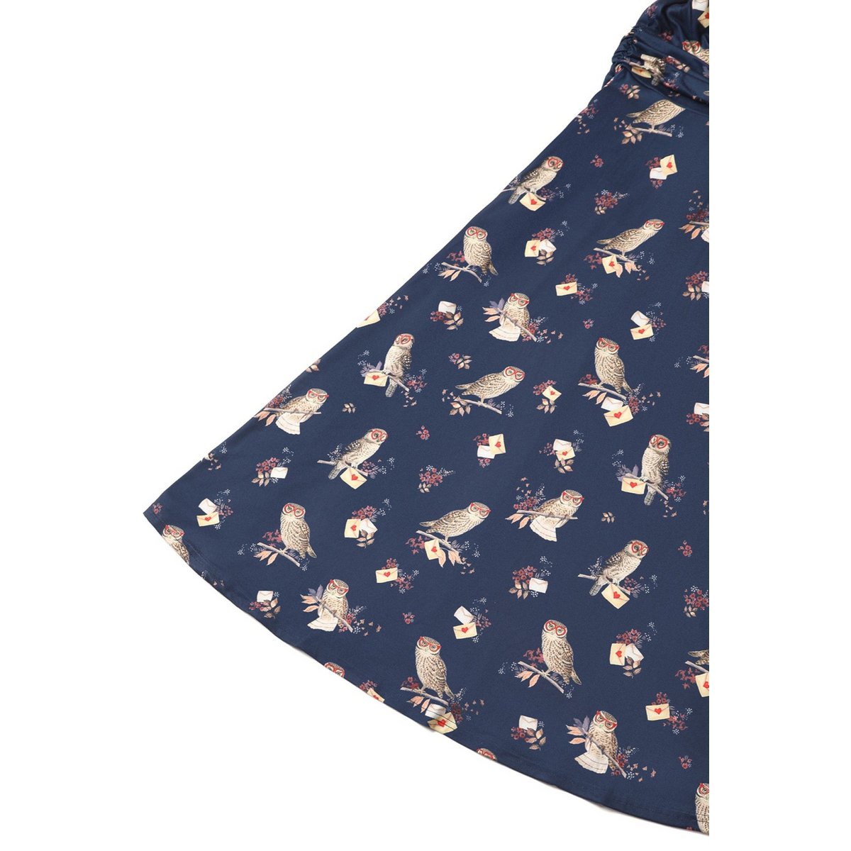 EU STOCK Kleid mit Blütenblattärmeln von Donna in Marineblau und Eulenmuster