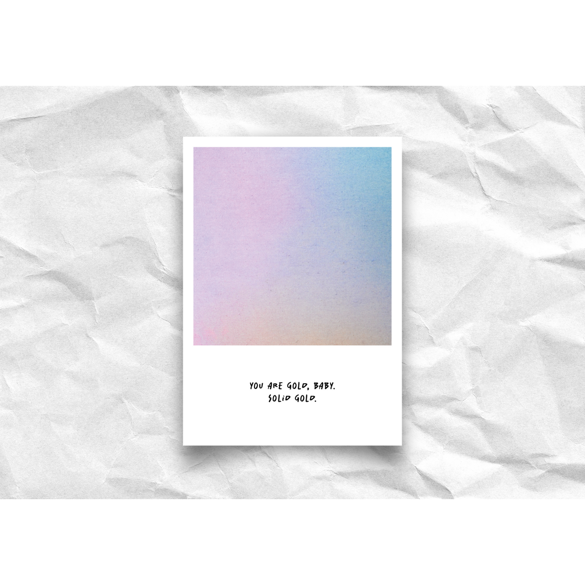 Ansichtkaart "Het is geweldig dat we tegelijkertijd leven" - Polaroid-ontwerp, kopie van gerecycled papier A6
