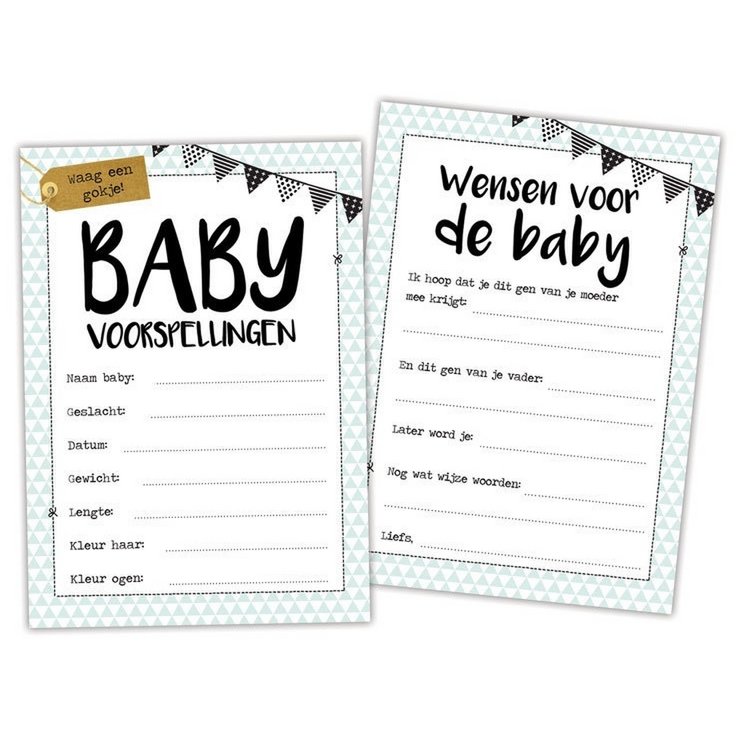 Prediction cards baby shower fill-in cards color per 5 sets