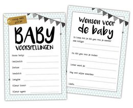 Prediction cards baby shower fill-in cards color per 5 sets