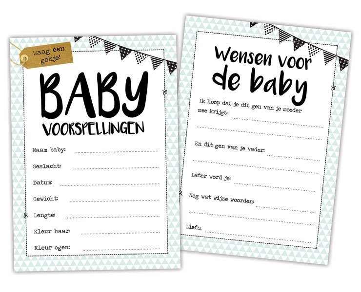 Prediction cards baby shower fill-in cards color per 5 sets