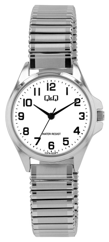 Q&Q women's watch, stainless steel drawstring Ø 30 mm, silver/white