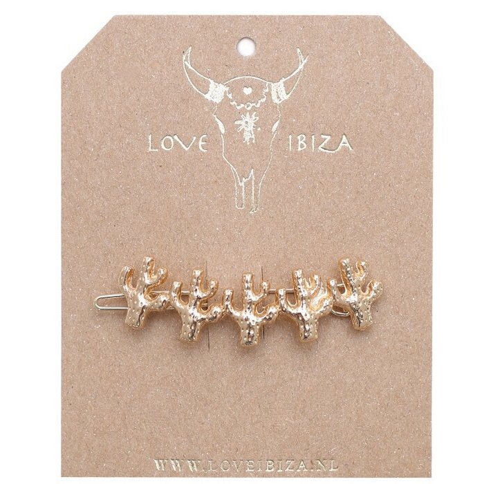 Cactus haarclip gold