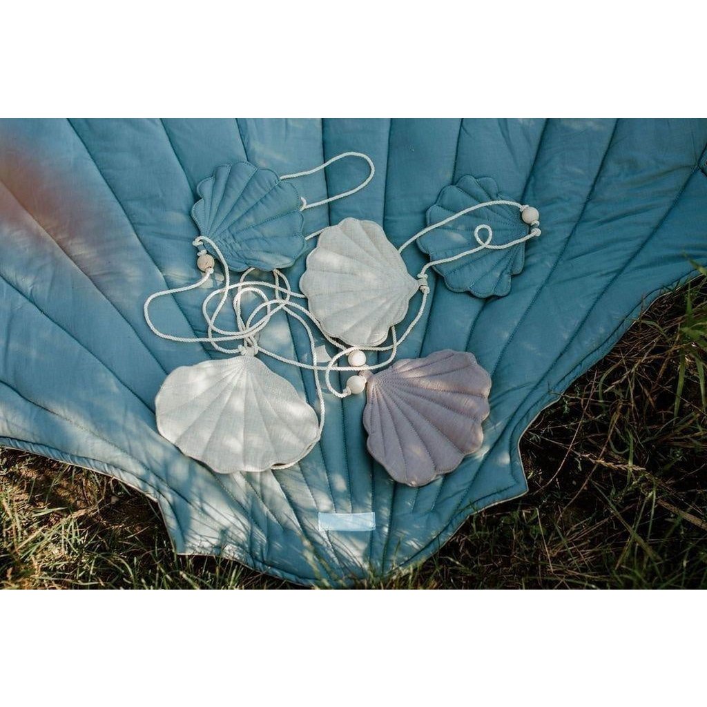 Leinengirlande „Dirty Blue“ mit Muscheln