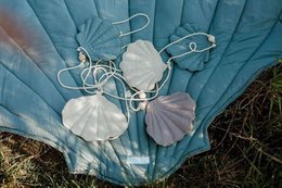 Leinengirlande „Dirty Blue“ mit Muscheln