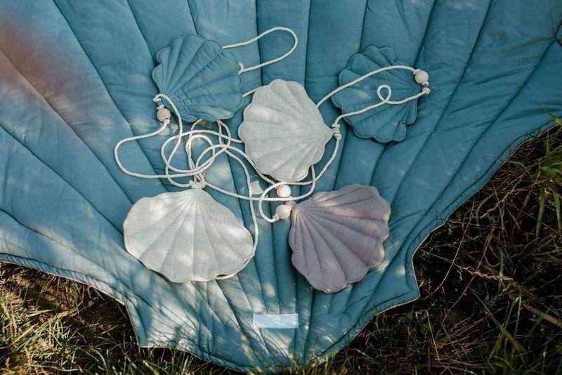 Leinengirlande „Dirty Blue“ mit Muscheln