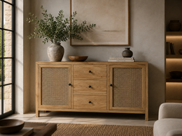 Vienna straw sideboard 3 drawers 2 doors 160 x 45 x 85 h cm