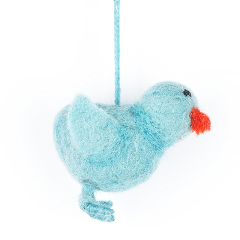 Decoración de pollito de Pascua colgante de fieltro hecho a mano (juego de 6)