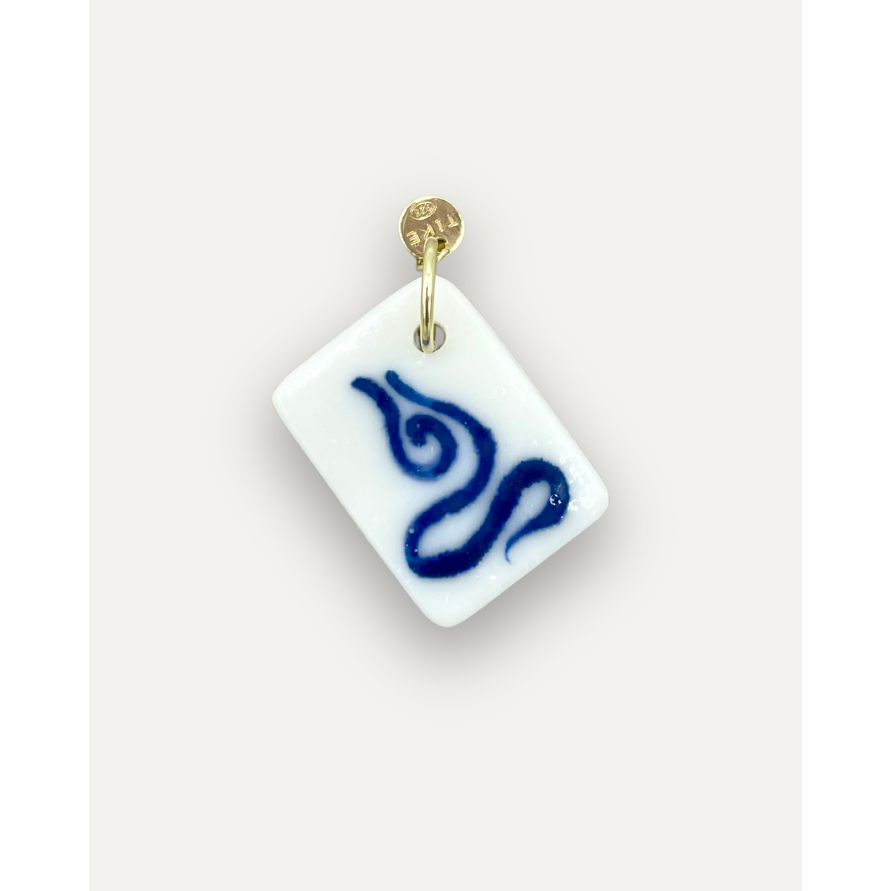 Charm – Blue Energy Rechteck-Porzellananhänger