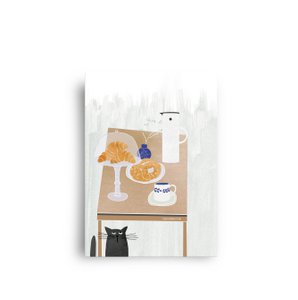 postcard 'koffie en croissants'