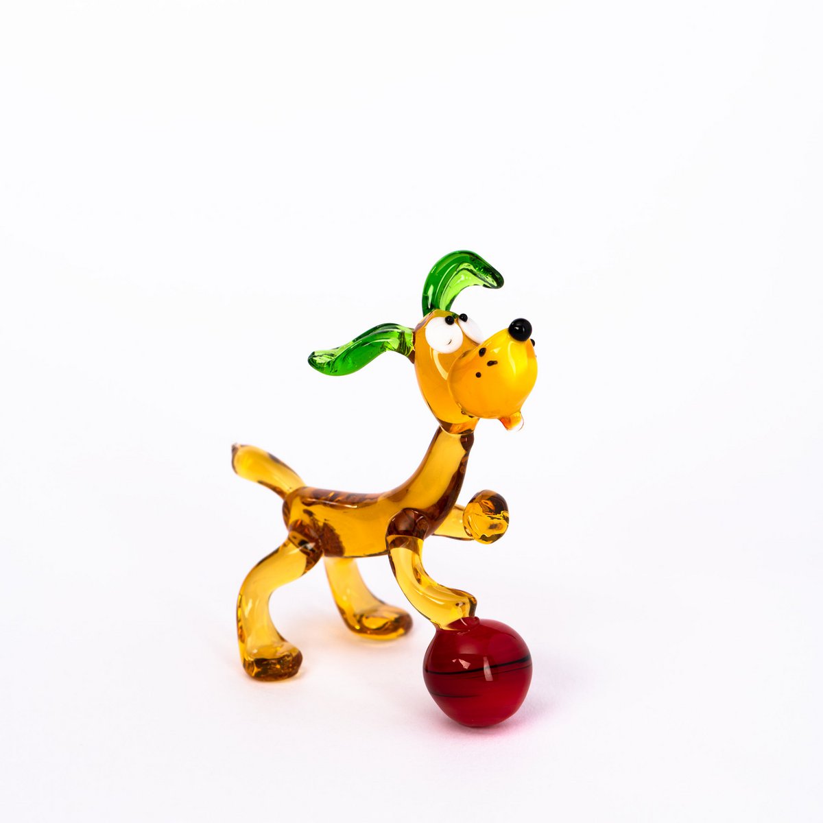 Dog with ball glass animal