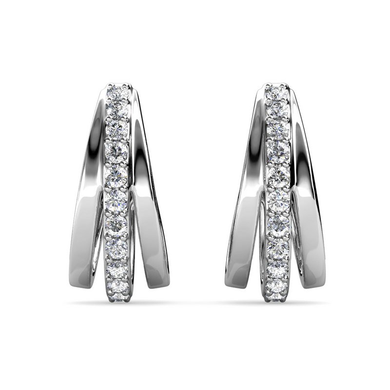 Aurielle Hoop Earrings - Silver and Crystal