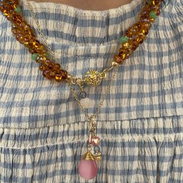 Collier perlé tonique écaille de tortue avec fermoir plaqué or magnétique, bijoux de déclaration