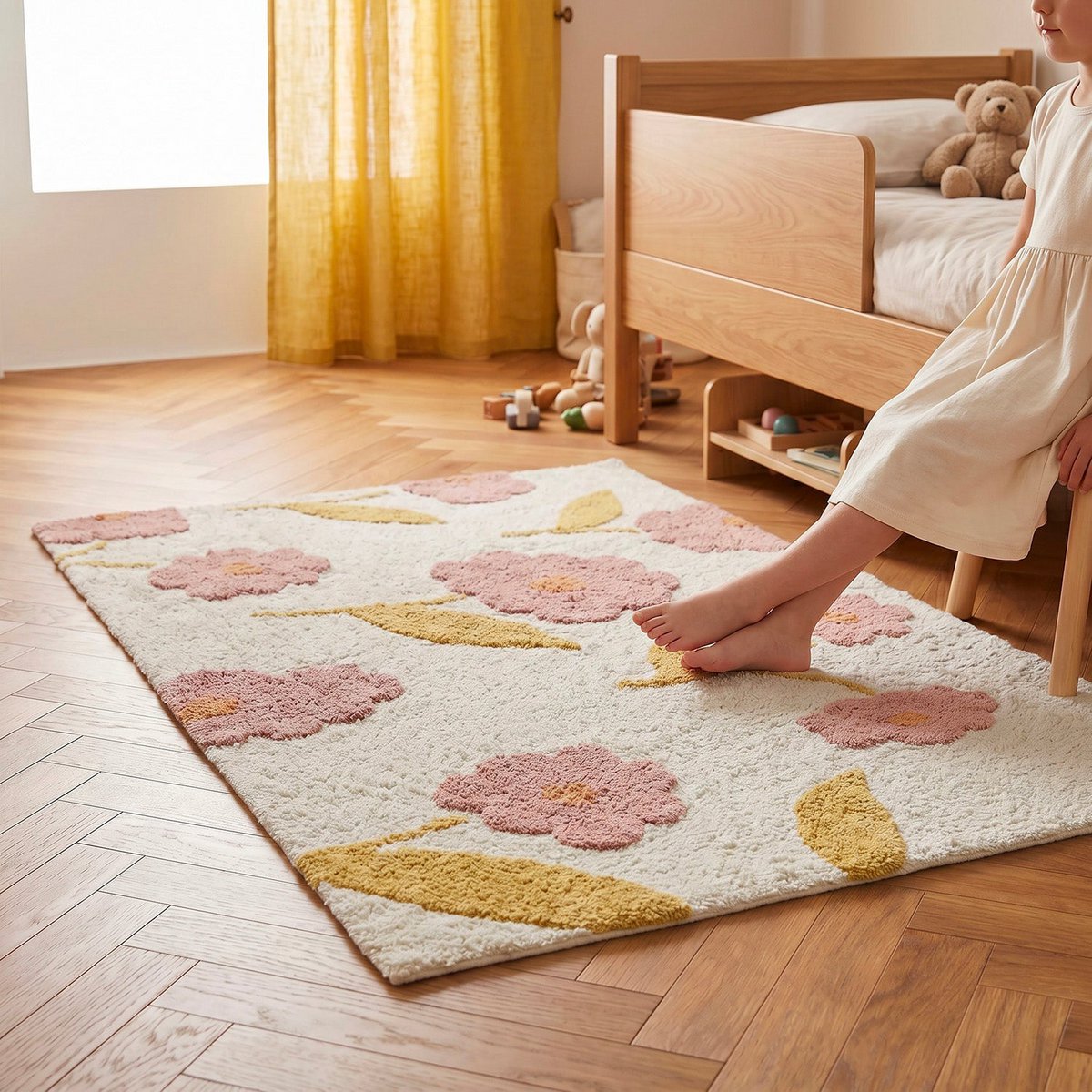 Tapis enfant Design Sunny Flowers Peach