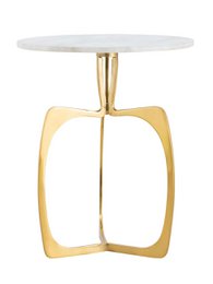 Tavolino in metallo rotondo ø 45 x 56 cm tavolo decorativo in marmo Sohoo con cornice argento o oro