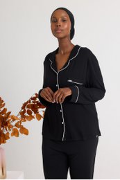 Bambus lang pyjamas sæt i sort