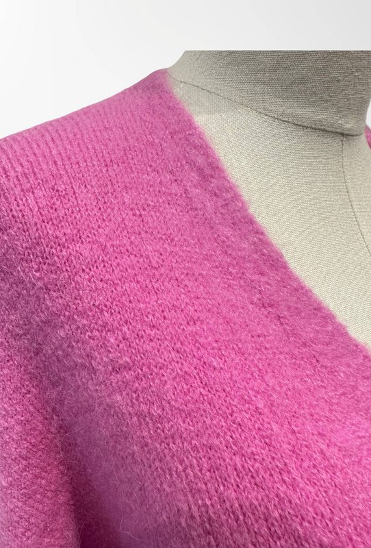 Dame cardigan - Premium kvalitet - Blød strik dyb V-hals med knapper - ALPACA/ULD - 23050