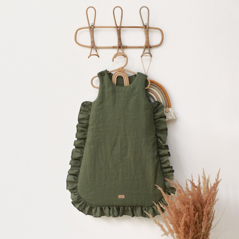summer linen baby sleeping bag with frills, baby sleeping sack with frills 1 TOG, 1.5 TOG, 2.5 TOG