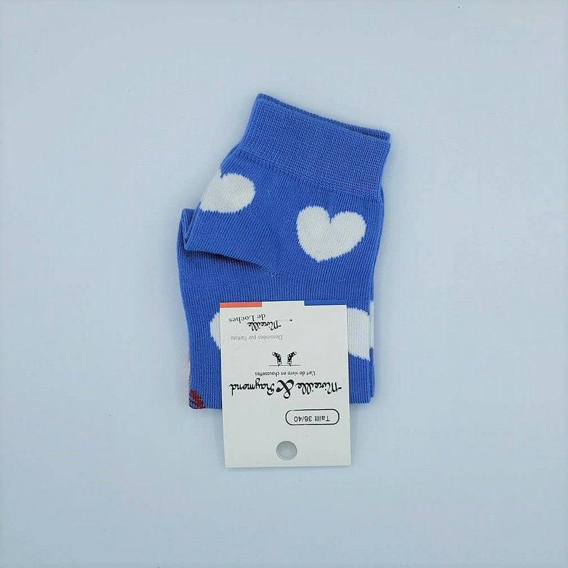Calzini - L'inseparabile - cuore bianco azzurro pastello