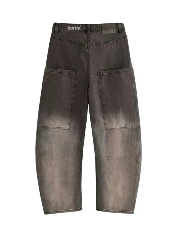 Jeans Balloon Grey In Cotone 100% – Fit Wide Leg Distressed Vintage
