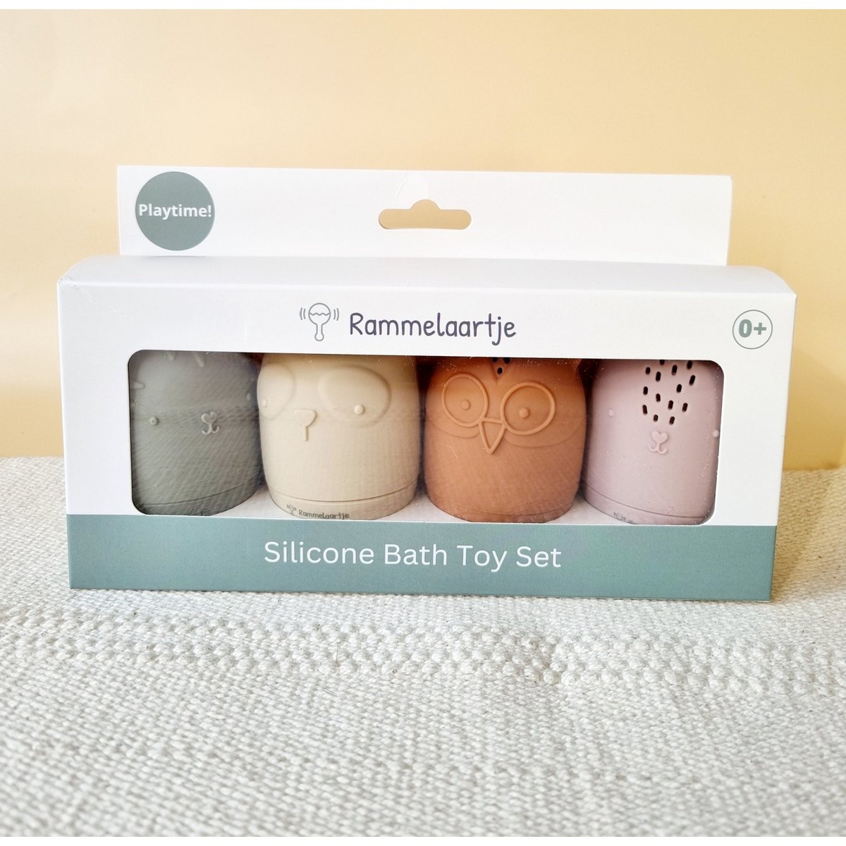 Set of 4 silicone bath toys Earth tones