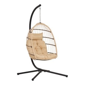 Hangstoel van Patras - natuurlijk/zwart, pe rattan/staal