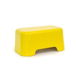 A yellow, rectangular step stool for kids, with a simple, modern design.