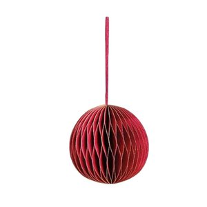 Raamdecoratie bal rood honingraat, kerstversiering