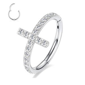 Cross Clicker Helix Nose Ring Piercing