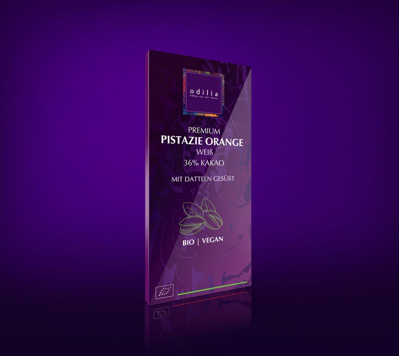Biologische premium pistache-sinaasappelchocolade