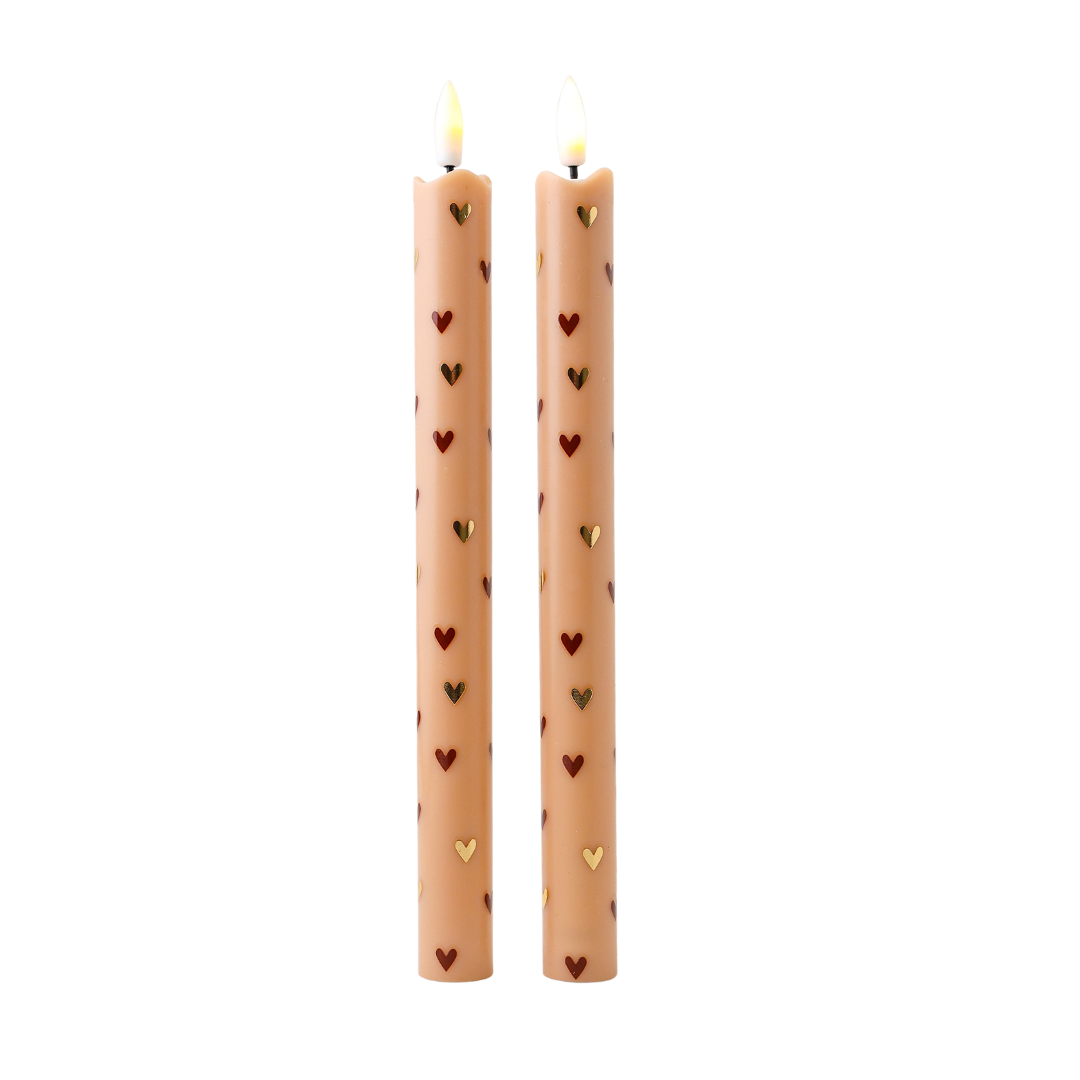 LED-Kerzensäulenherzen Sand RC - 2er-Set