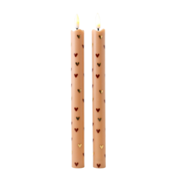 LED-Kerzensäulenherzen Sand RC - 2er-Set
