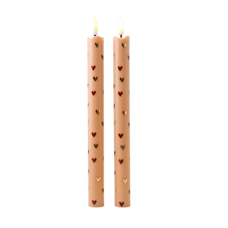 LED-Kerzensäulenherzen Sand RC - 2er-Set