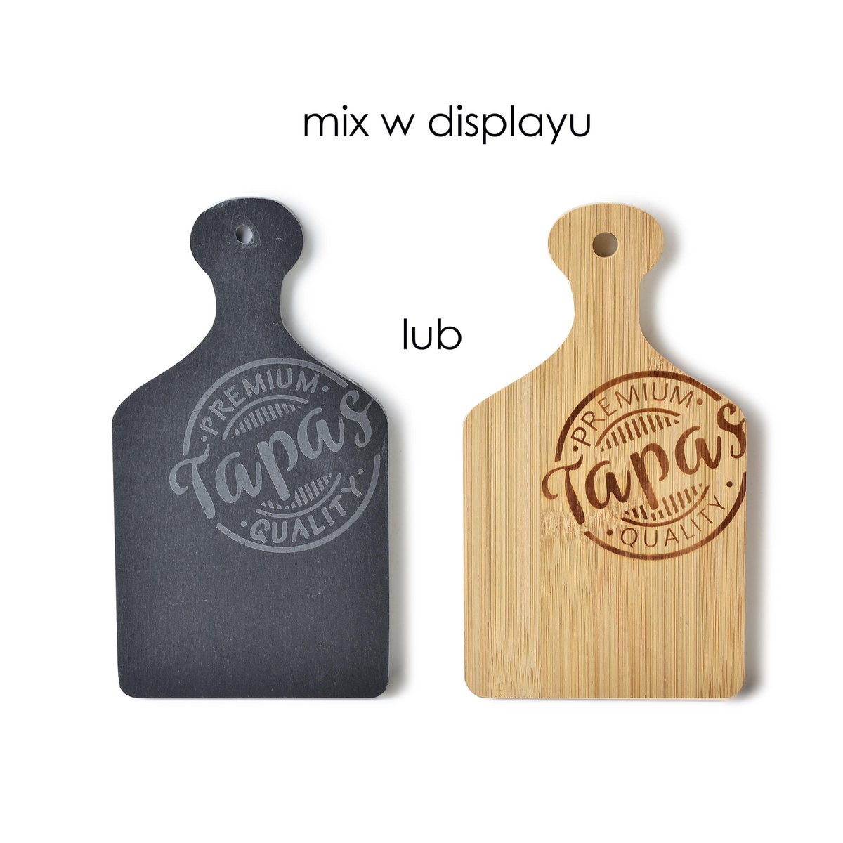 CUCINA MODERNA Tagliere per tapas 20x11 cm (valigia 12 taglieri in legno e 12 taglieri in ardesia)