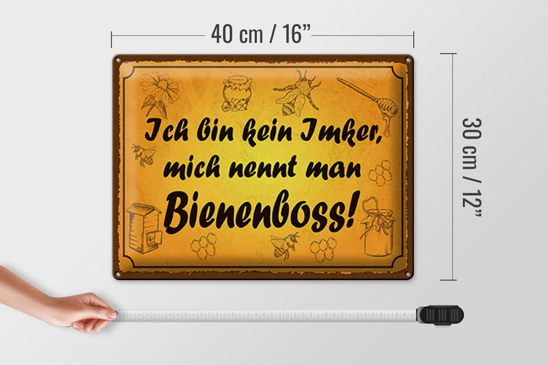 Tin sign saying 40x30cm am not a beekeeper bee boss