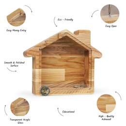 Sparschwein aus Holz, Spardose in Hausform