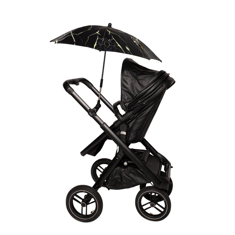 Bellasol - Marmo oro nero - Ombrellone carrozzina/passeggino universale - Rivestimento speciale resistente ai raggi UV - 1 anno di garanzia