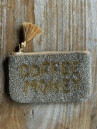 Håndlavet kaffepengepose med perler * Gave *