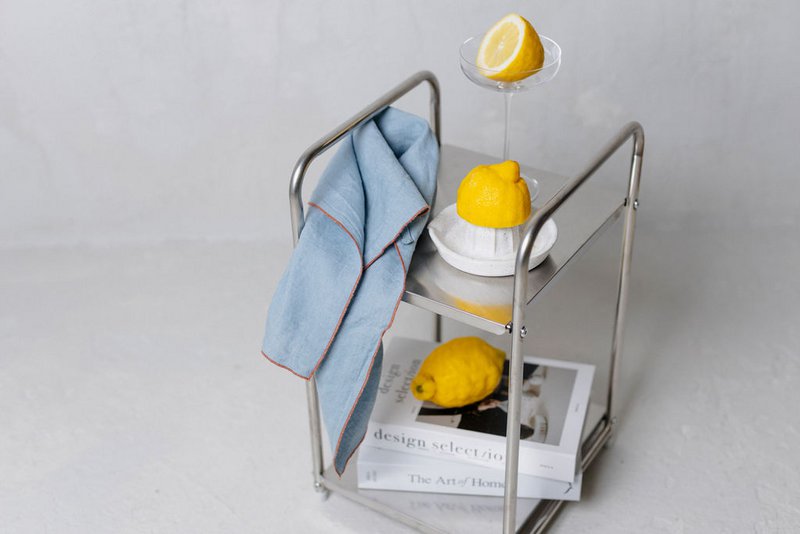 Tapa de cocina (paño de cocina) / Lago Tonic Blue Detalle, 100% de lino
