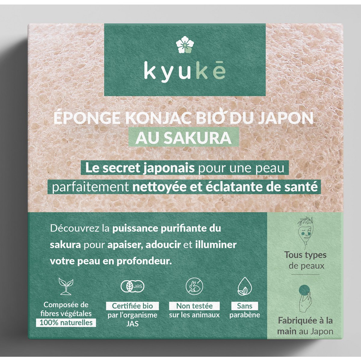 Spugna Konjac giapponese biologica con fiori di ciliegio Sakura