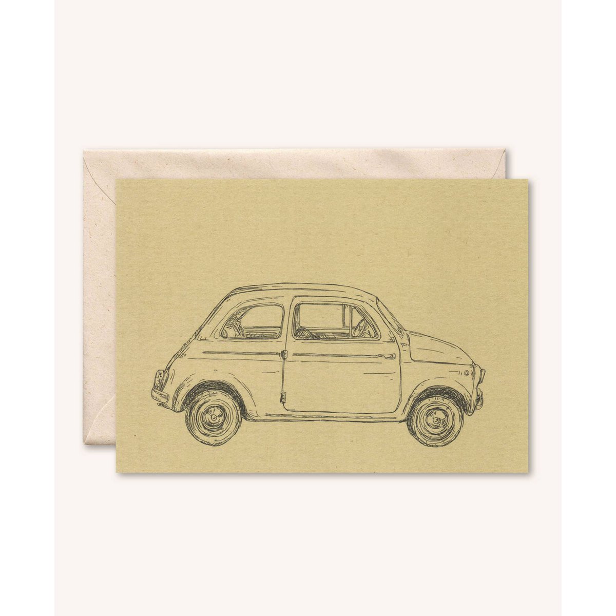 Carta sostenibile + busta | Auto Fiat 500 | noce
