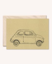 Duurzame kaart + envelop | Auto Fiat 500 | walnoot
