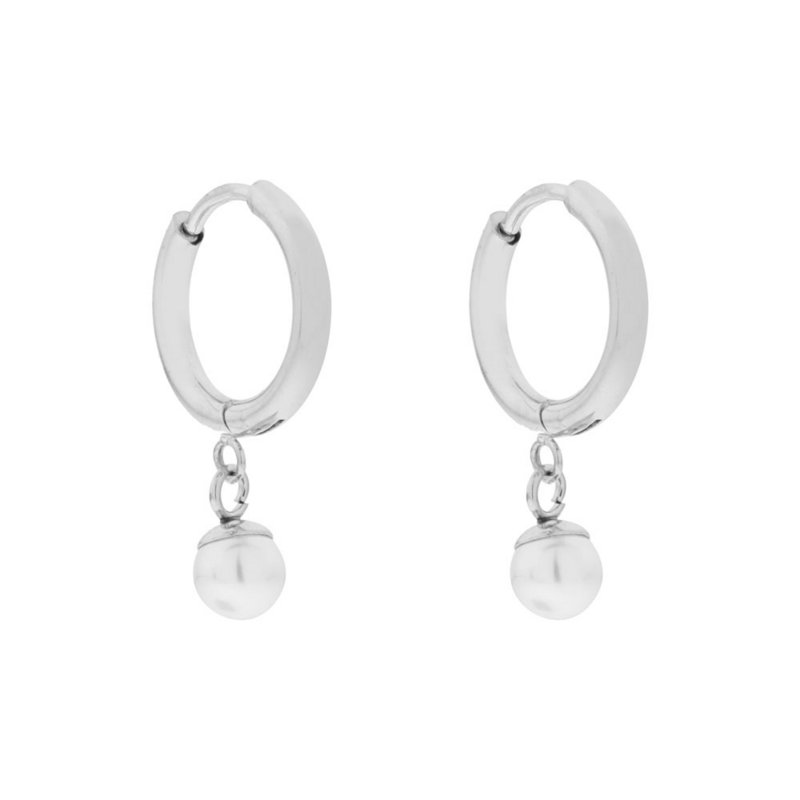 Earrings large with pendant pearl