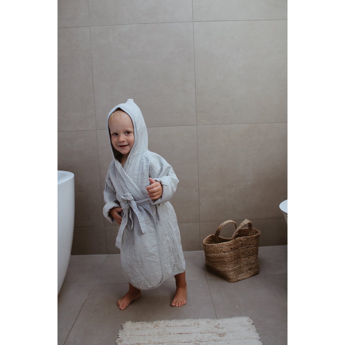 Organic Muslin Cloth Bathrobe 24-36 months (grey)