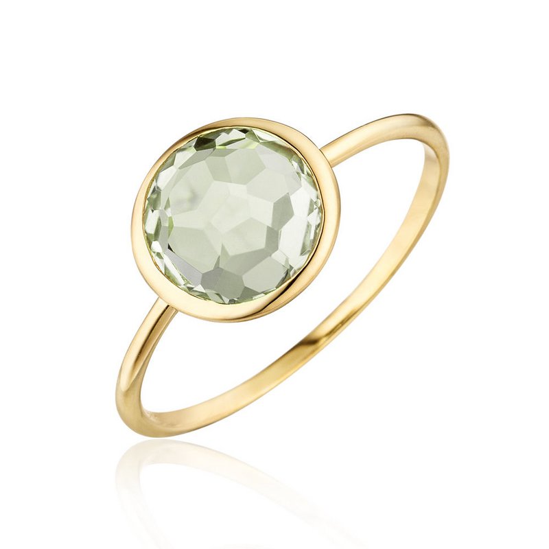Ring 14 K Gul guld, grøn ametyst