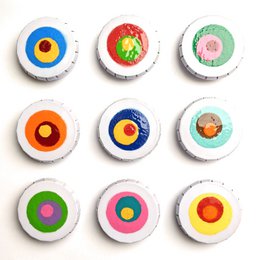 Click-Klack-Doses 9-set wit, motief "RetroBlume"