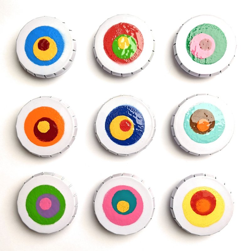 Click-Klack-Doses 9-set wit, motief "RetroBlume"