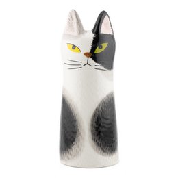 Vase faïence chat noir/blanc
