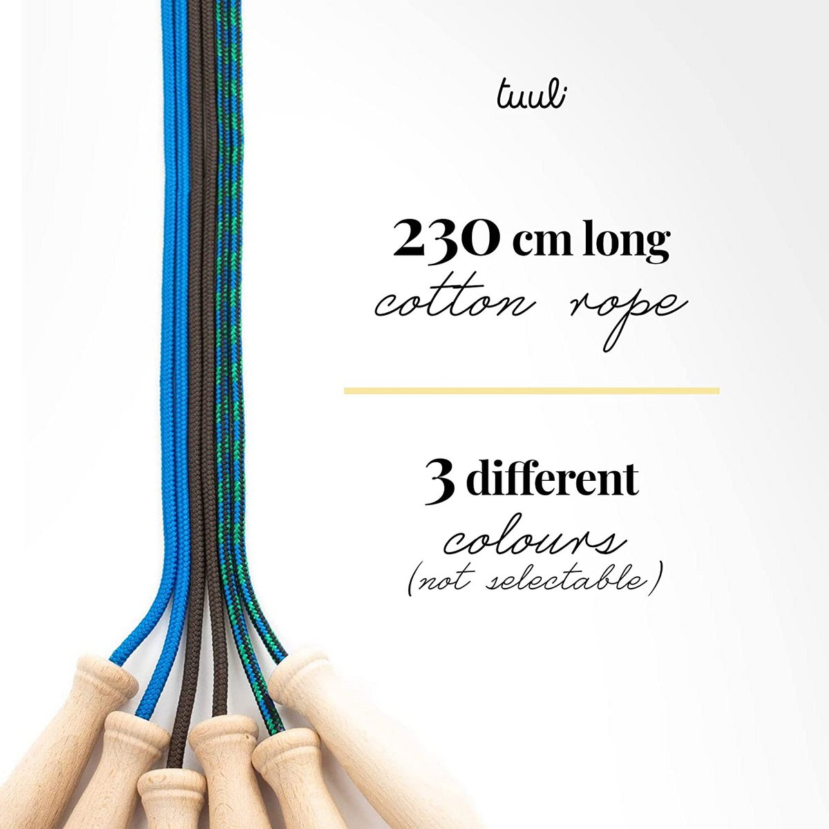 Skipping Rope with Wooden Handle Cotton Rope 230 cm