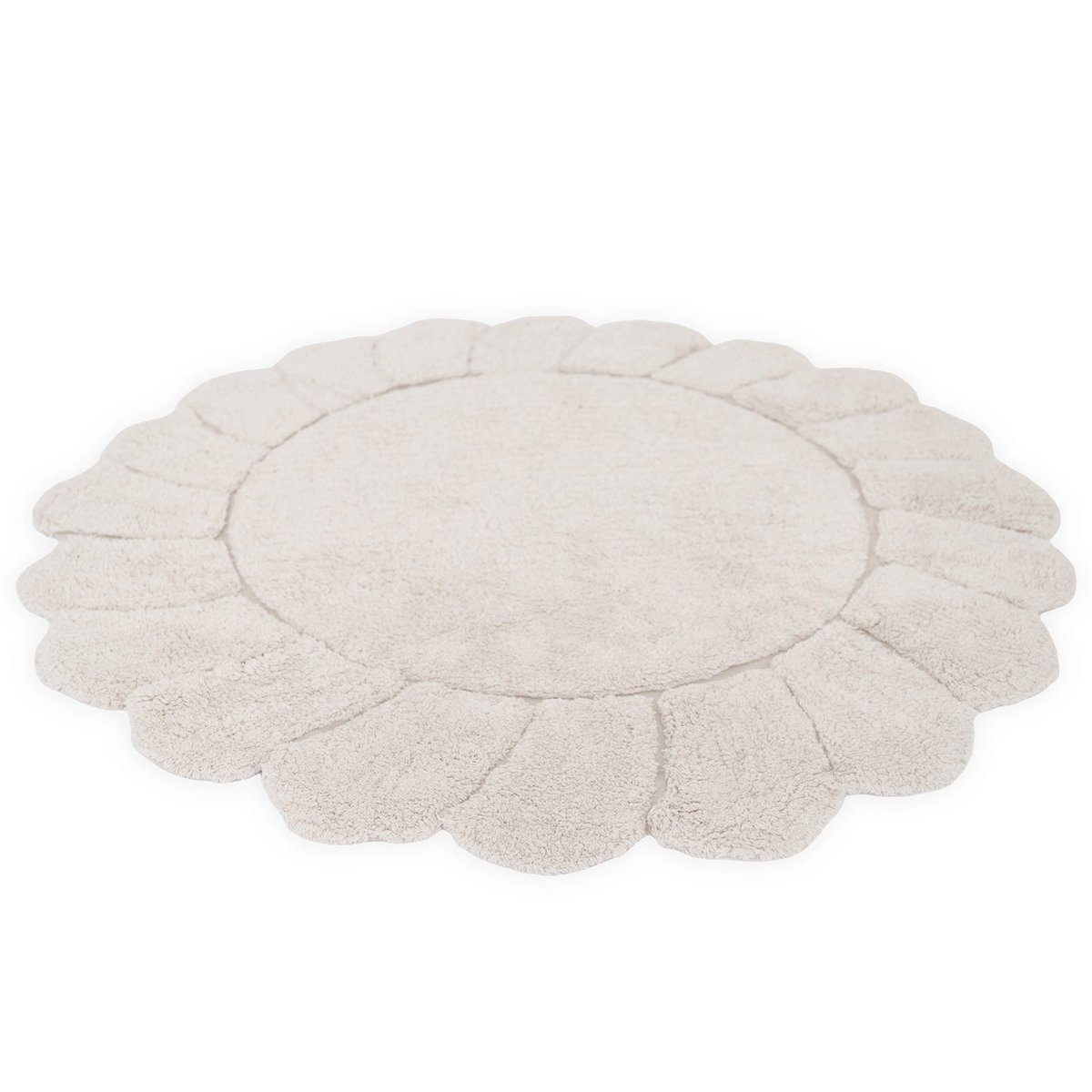 Tapis chambre enfant coton lavable rond finition "pétales" GABRIELLE